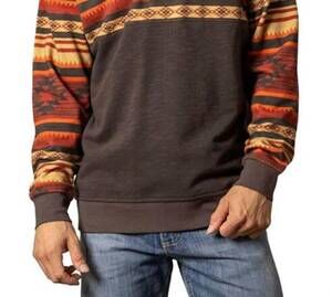 NEW KIMES RANCH tack 1/4-button sweatshirt in brown